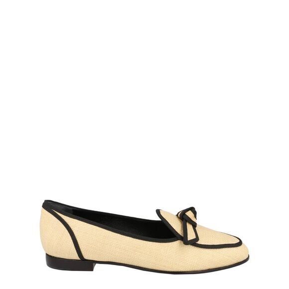 Grosgrain-Trim Raffia Loafers